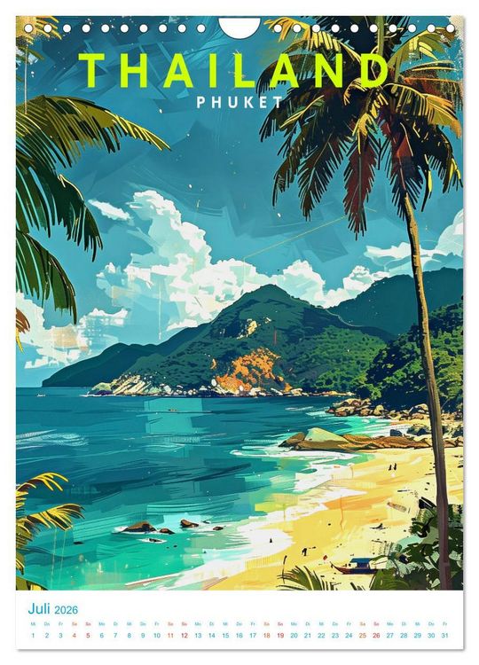 Produktbild: Thailand - Old School Poster Style (Wandkalender 2026 DIN A4 hoch), CALVENDO Monatskalender