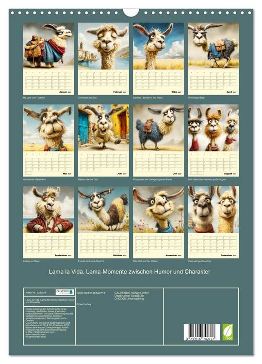 Produktbild: Lama la Vida. Lama-Momente zwischen Humor und Charakter (Wandkalender 2027 DIN A3 hoch), CALVENDO Monatskalender
