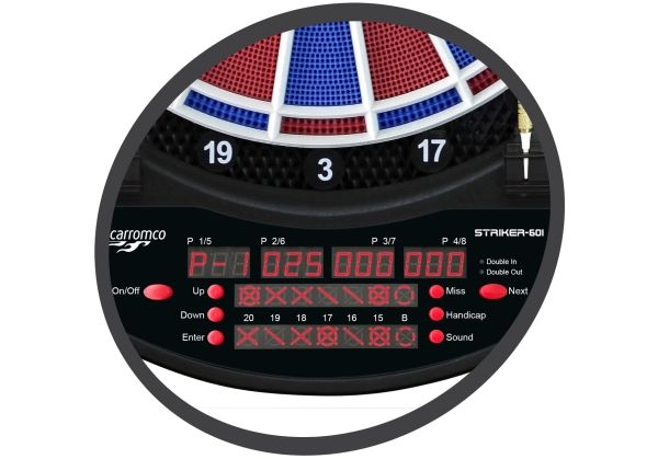 Produktbild: CARROMCO ELEKTRONIK DARTBOARD STRIKER-601, MIT ADAPTER, 2-LOCH ABSTAND