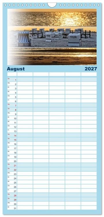 Produktbild: Familienplaner 2027 - K&uuml;stenstreifen an der Nordsee mit 5 Spalten (Wandkalender, 21 x 45 cm) CALVENDO