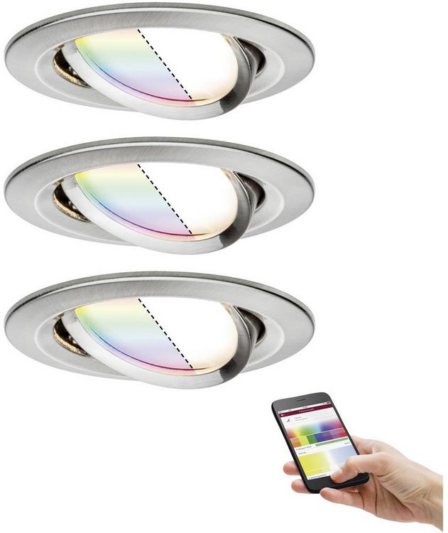 Produktbild: Paulmann 92965 LED-Einbauleuchte 3er Set LED 15.6W Eisen (geb&uuml;rstet)