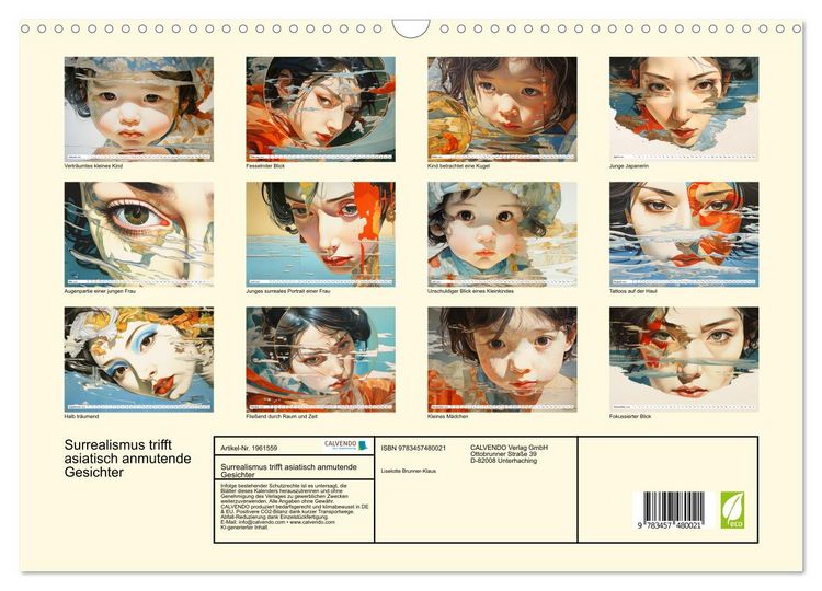 Produktbild: Surrealismus trifft asiatisch anmutende Gesichter (Wandkalender 2026 DIN A3 quer), CALVENDO Monatskalender