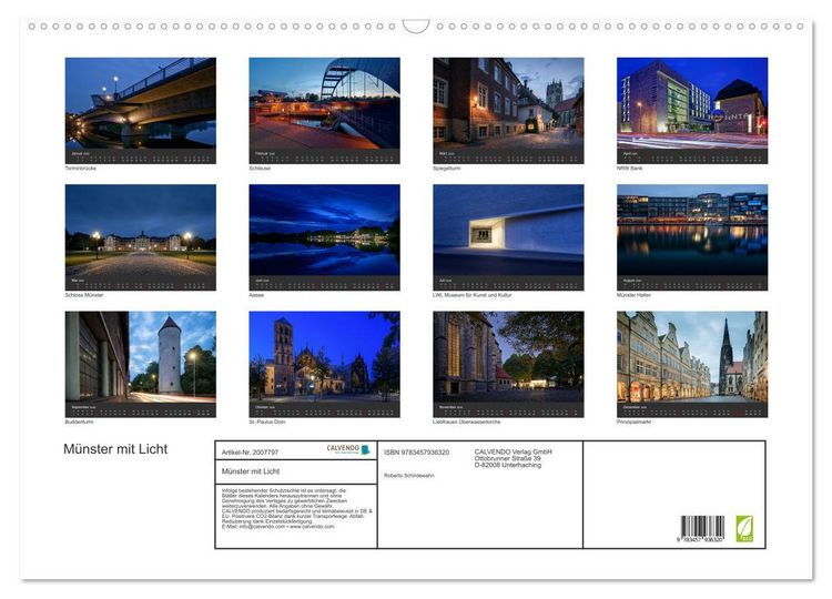 Produktbild: M&uuml;nster mit Licht (Wandkalender 2026 DIN A2 quer), CALVENDO Monatskalender