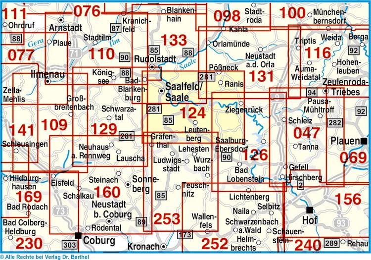 Produktbild: Oberes Saaletal, Saalfeld, Hohenwartetalsperre und Umgebung 1 : 35 000