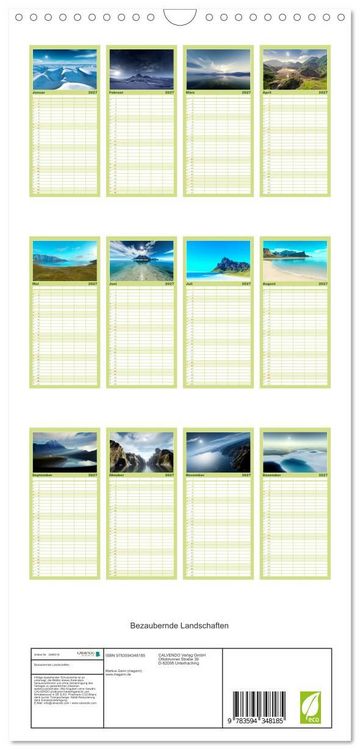 Produktbild: Familienplaner 2027 - Bezaubernde Landschaften mit 5 Spalten (Wandkalender, 21 x 45 cm) CALVENDO
