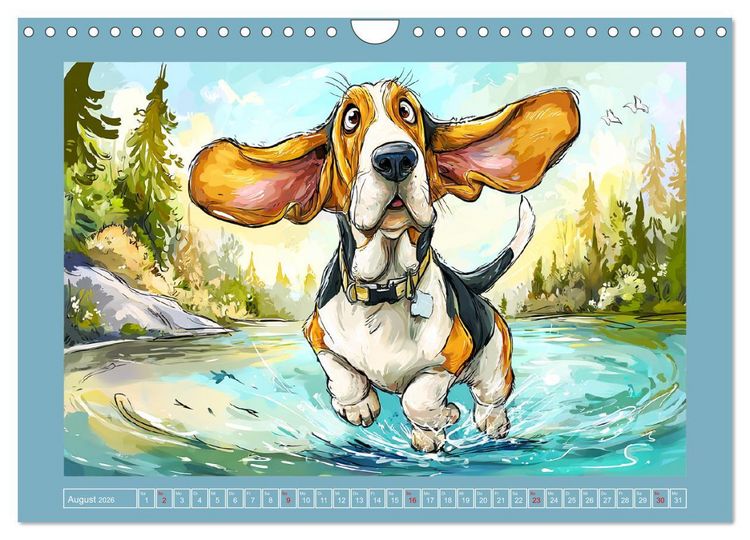Produktbild: Basset Fun. Niedliche Hunde Cartoons zum Schmunzeln (Wandkalender 2026 DIN A4 quer), CALVENDO Monatskalender