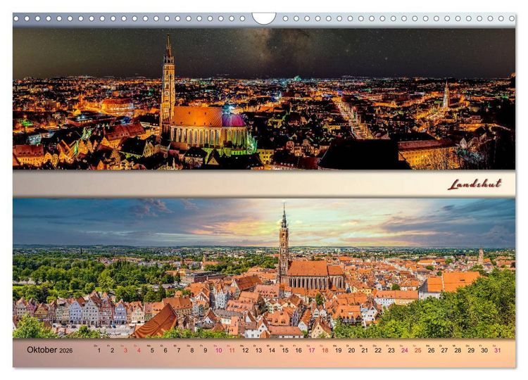 Produktbild: Faszinierende St&auml;dte in Deutschland - Panoramen (Wandkalender 2026 DIN A3 quer), CALVENDO Monatskalender