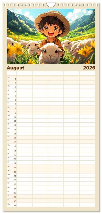 Produktbild: Familienplaner 2026 - Kleine Farmer. Niedliche Jungs mit ihren tierischen Freunden mit 5 Spalten (Wandkalender, 21 x 45 cm) CALVENDO