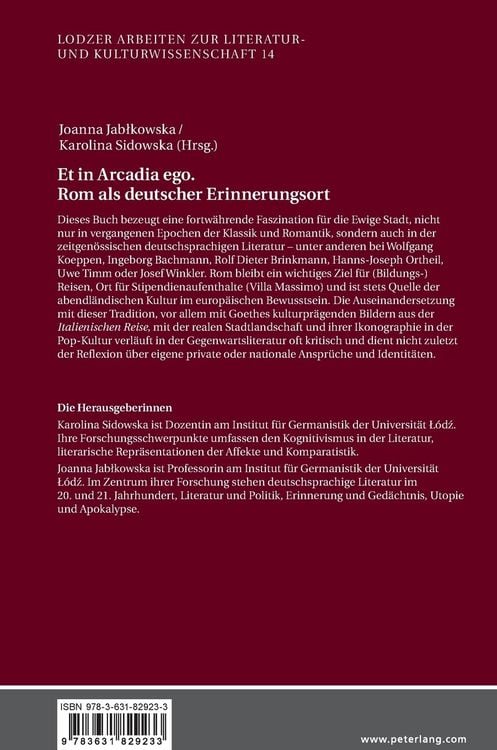 Produktbild: Et in Arcadia ego. Rom als deutscher Erinnerungsort