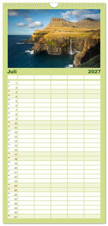 Produktbild: Familienplaner 2027 - F&Auml;R&Ouml;ER INSELN - Herbstlichter mit 5 Spalten (Wandkalender, 21 x 45 cm) CALVENDO