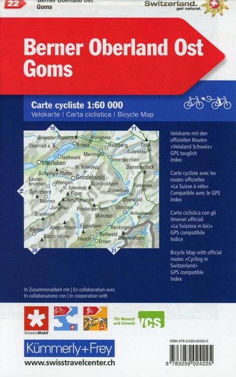 Produktbild: Radwanderkarte Berner Oberland Ost - Goms mit Ortsindex (22)