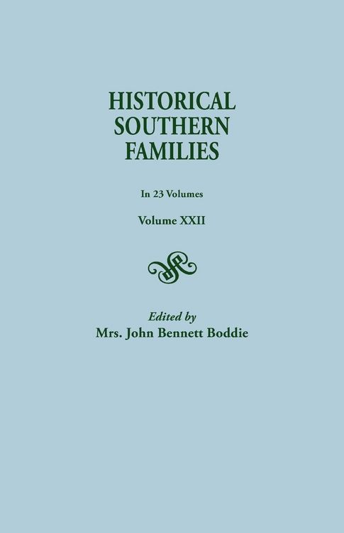 Produktbild: Historical Southern Families. in 23 Volumes. Volume XXII