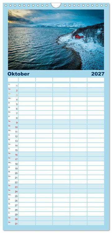 Produktbild: Familienplaner 2027 - Troms&oslash; in der Polarnacht mit 5 Spalten (Wandkalender, 21 x 45 cm) CALVENDO