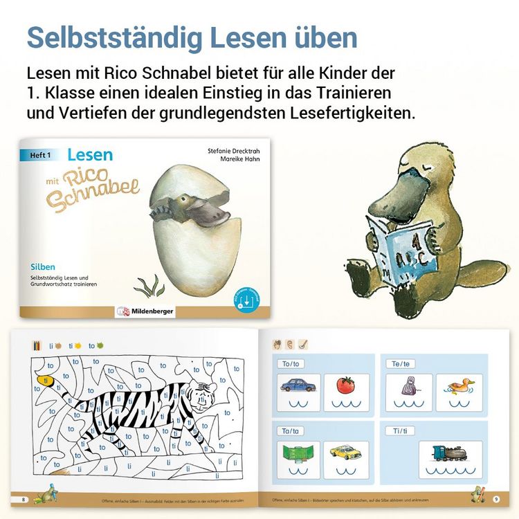 Produktbild: Lesen mit Rico Schnabel, Heft 1: Silben
