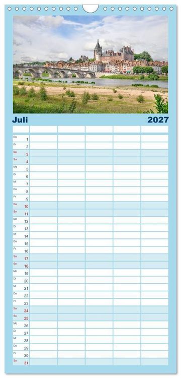 Produktbild: Familienplaner 2027 - Ch&acirc;teaux. Im Tal der Loire mit 5 Spalten (Wandkalender, 21 x 45 cm) CALVENDO