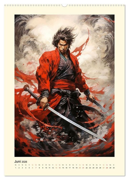 Produktbild: Samurai Helden (hochwertiger Premium Wandkalender 2026 DIN A2 hoch), Kunstdruck in Hochglanz