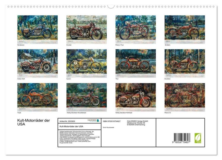 Produktbild: Kult-Motorr&auml;der der USA (hochwertiger Premium Wandkalender 2027 DIN A2 quer), Kunstdruck in Hochglanz
