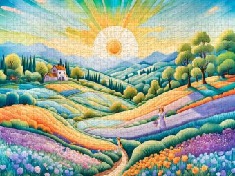 Produktbild: CALVENDO Puzzle Farbige H&uuml;gellandschaft bei Sonnenaufgang | 1000 Teile Lege-Gr&ouml;&szlig;e 64x48cm Foto-Puzzle f&uuml;r gl&uuml;ckliche Stunden