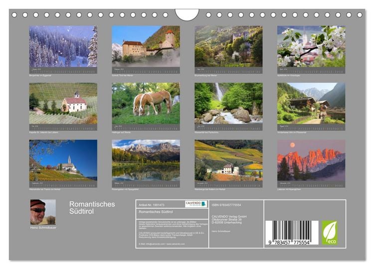 Produktbild: Romantisches S&uuml;dtirol (Wandkalender 2026 DIN A4 quer), CALVENDO Monatskalender