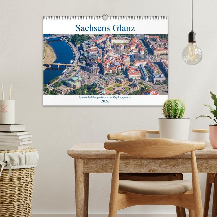 Produktbild: Sachsens Glanz - historische H&ouml;hepunkte aus der Vogelperspektive (Wandkalender 2026 DIN A3 quer), CALVENDO Monatskalender