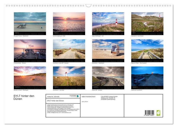 Produktbild: SYLT hinter den D&uuml;nen (Wandkalender 2027 DIN A2 quer), CALVENDO Monatskalender
