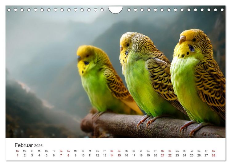 Produktbild: Zwitscherzeit - Ein Kalender voller Wellensittiche (Wandkalender 2026 DIN A4 quer), CALVENDO Monatskalender