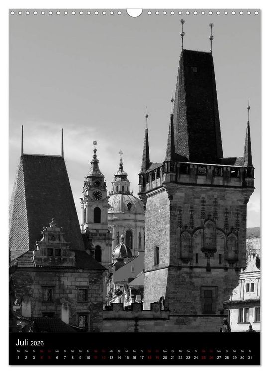 Produktbild: Prag - Die goldene Stadt in monochrom (Wandkalender 2026 DIN A3 hoch), CALVENDO Monatskalender