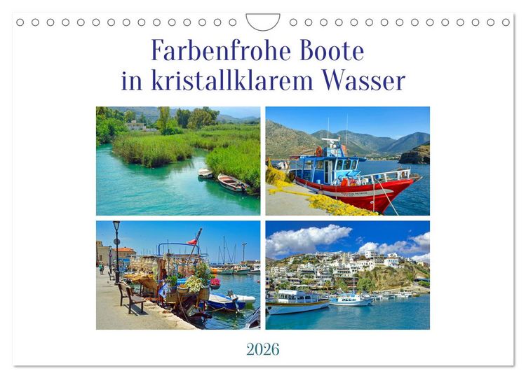 Produktbild: Farbenfrohe Boote in kristallklarem Wasser (Wandkalender 2026 DIN A4 quer), CALVENDO Monatskalender