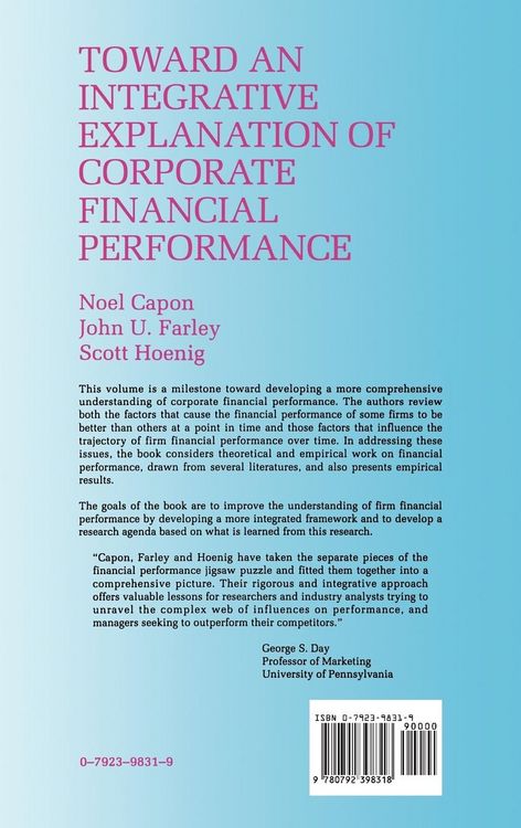 Produktbild: Toward an Integrative Explanation of Corporate Financial Performance
