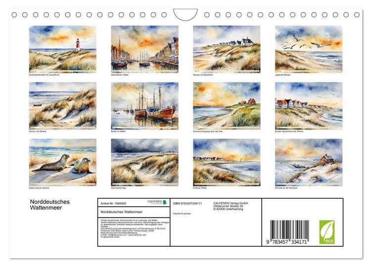 Produktbild: Norddeutsches Wattenmeer (Wandkalender 2026 DIN A4 quer), CALVENDO Monatskalender