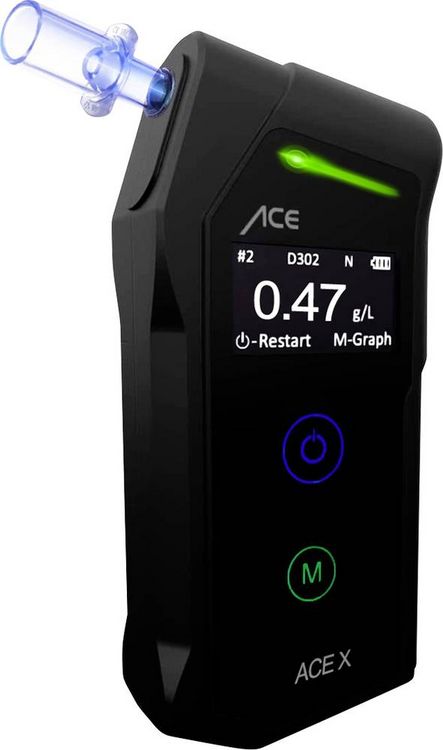 Produktbild: ACE X Alkoholtester Schwarz 0.0 bis 5 &permil; inkl. Display