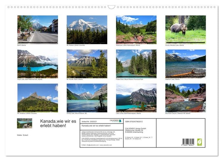 Produktbild: Kanada,wie wir es erlebt haben! (Wandkalender 2026 DIN A2 quer), CALVENDO Monatskalender