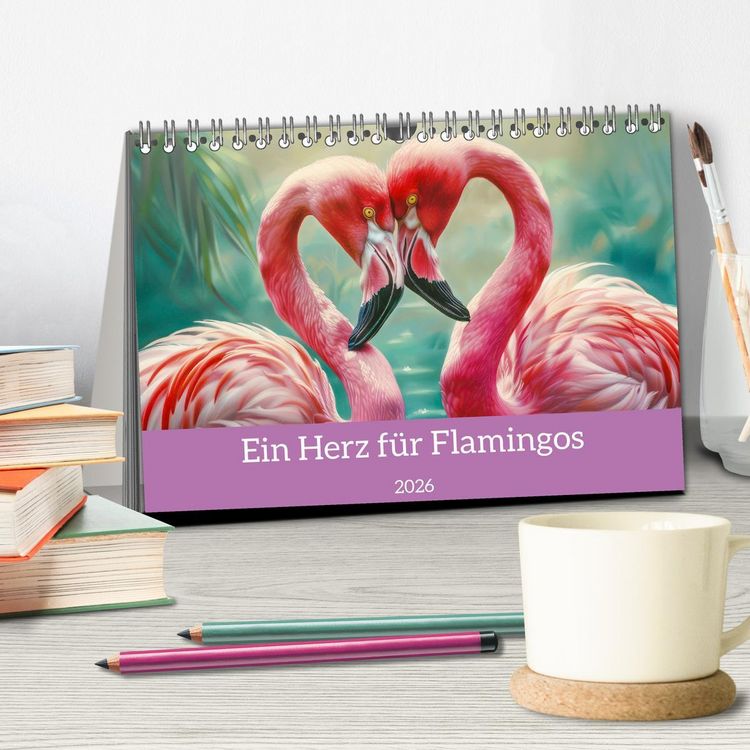 Produktbild: Ein Herz f&uuml;r Flamingos (Tischkalender 2026 DIN A5 quer), CALVENDO Monatskalender