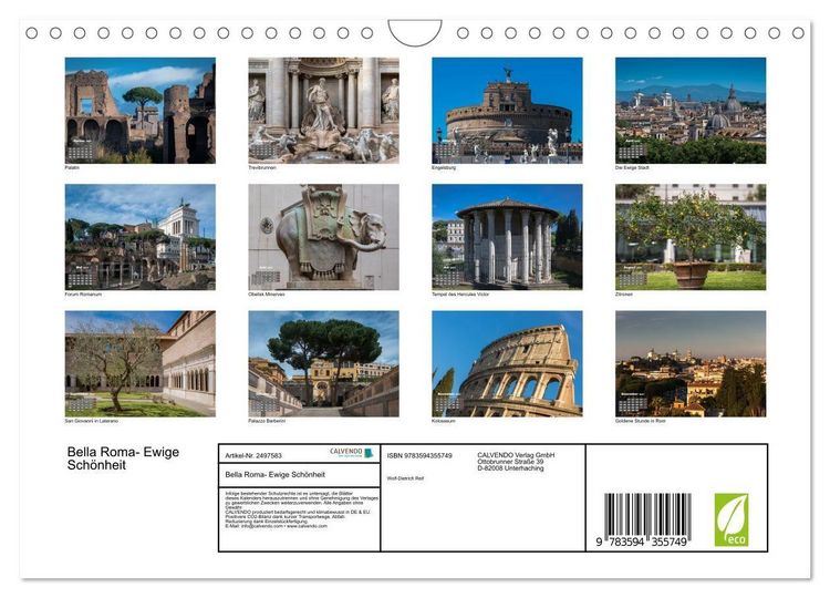 Produktbild: Bella Roma- Ewige Sch&ouml;nheit (Wandkalender 2027 DIN A4 quer), CALVENDO Monatskalender