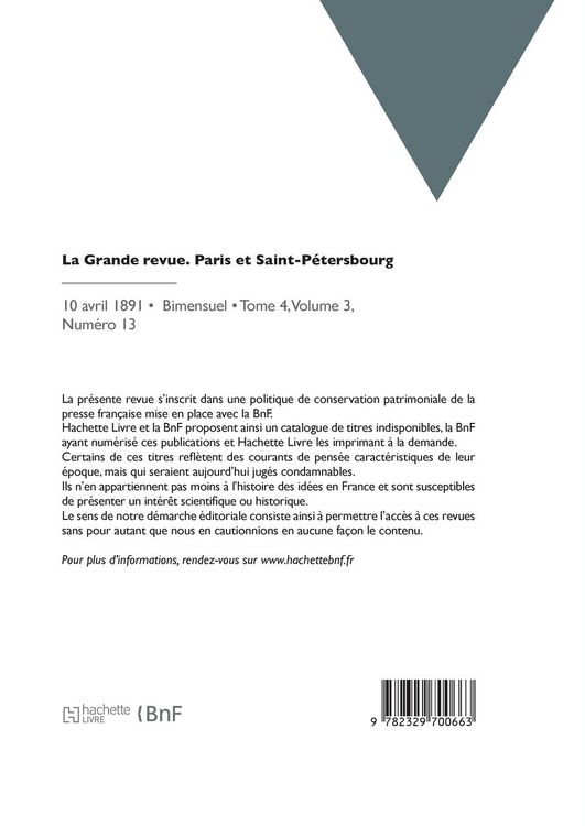 Produktbild: La Grande revue. Paris et Saint-P&eacute;tersbourg