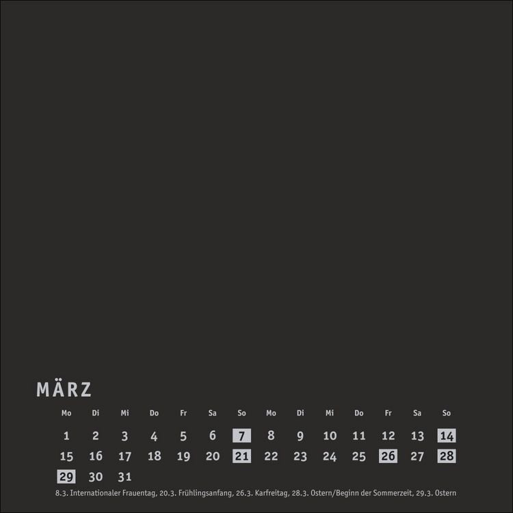 Produktbild: Premium-Bastelkalender schwarz klein 2027