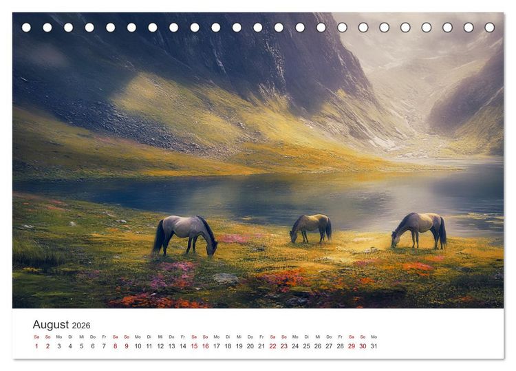 Produktbild: Im Wind der Freiheit - Ein Jahr voller Pferde (Tischkalender 2026 DIN A5 quer), CALVENDO Monatskalender