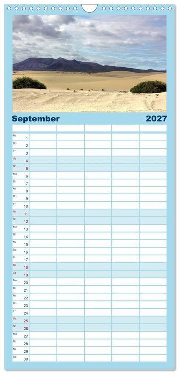 Produktbild: Familienplaner 2027 - Fuerteventura mit 5 Spalten (Wandkalender, 21 x 45 cm) CALVENDO