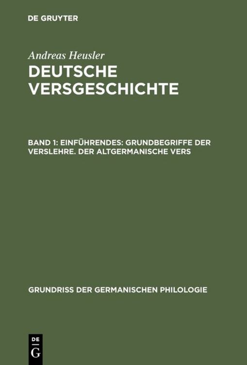 Produktbild: Einf&uuml;hrendes: Grundbegriffe der Verslehre. Der altgermanische Vers