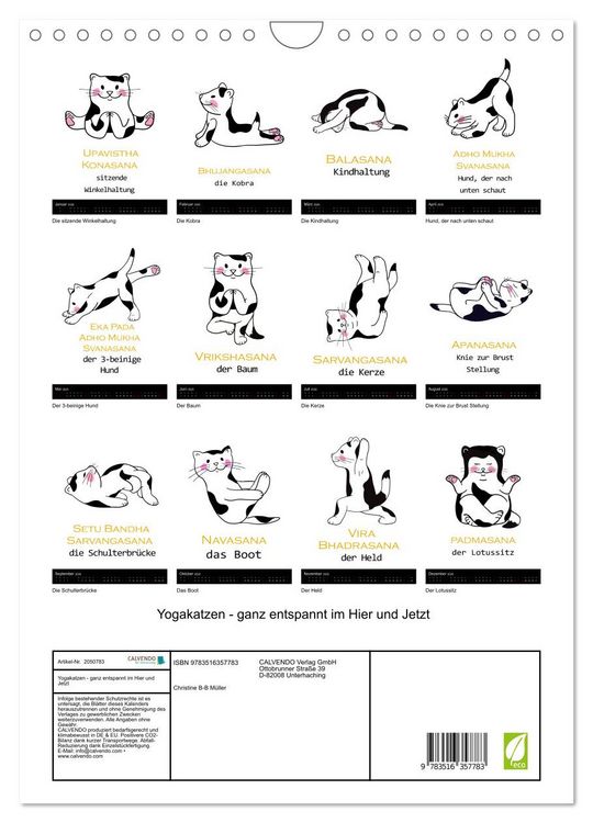 Produktbild: Yogakatzen - ganz entspannt im Hier und Jetzt (Wandkalender 2026 DIN A4 hoch), CALVENDO Monatskalender