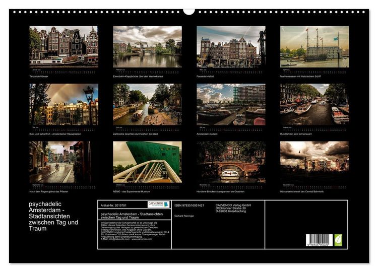 Produktbild: psychadelic Amsterdam - Stadtansichten zwischen Tag und Traum (Wandkalender 2026 DIN A2 quer), CALVENDO Monatskalender