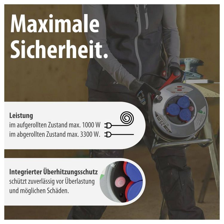 Produktbild: Brennenstuhl 1198520 Kabeltrommel 25m Schwarz Schutzkontakt-Stecker