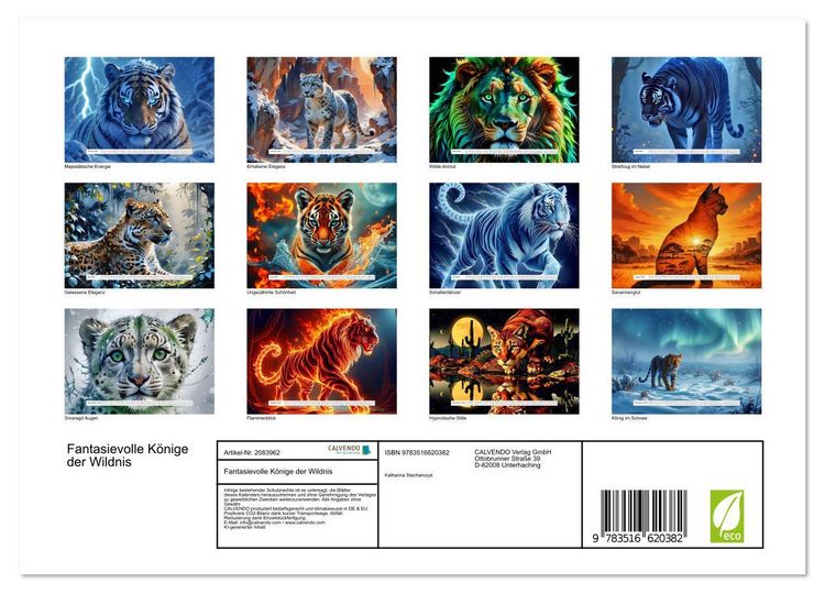 Produktbild: Fantasievolle K&ouml;nige der Wildnis (Wandkalender 2026 DIN A4 quer), CALVENDO Monatskalender