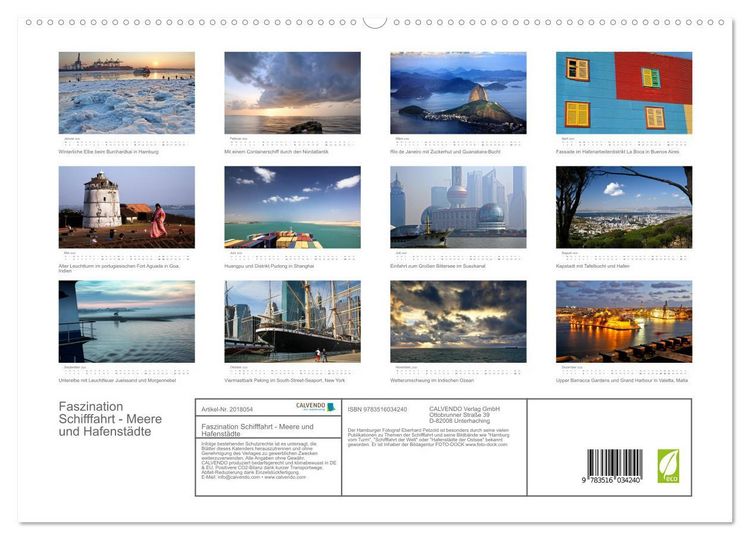 Produktbild: Faszination Schifffahrt - Meere und Hafenst&auml;dte (hochwertiger Premium Wandkalender 2026 DIN A2 quer), Kunstdruck in Hochglanz