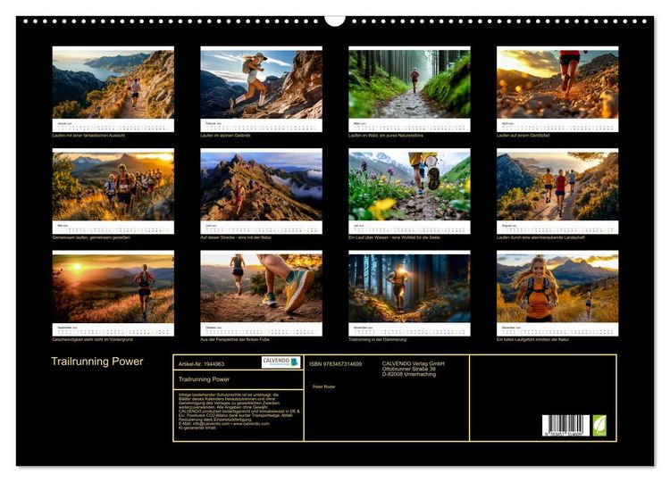 Produktbild: Trailrunning Power (Wandkalender 2026 DIN A2 quer), CALVENDO Monatskalender