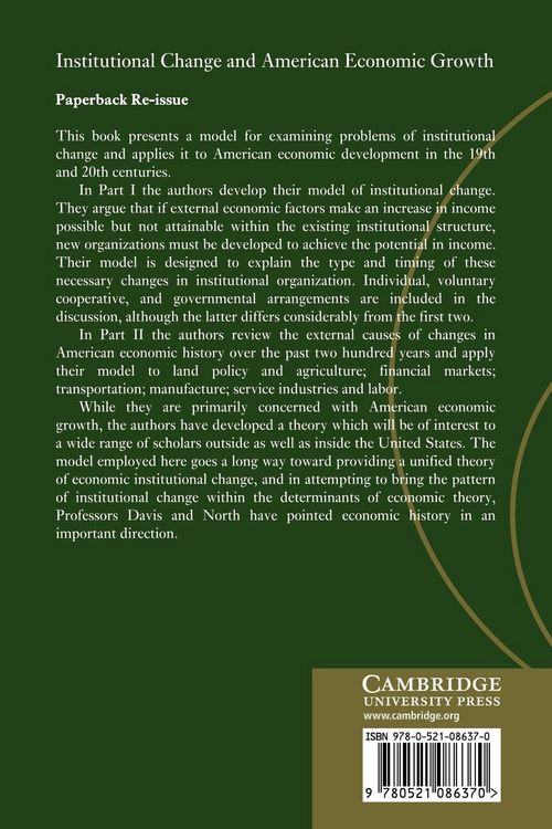 Produktbild: Institutional Change and American Economic Growth