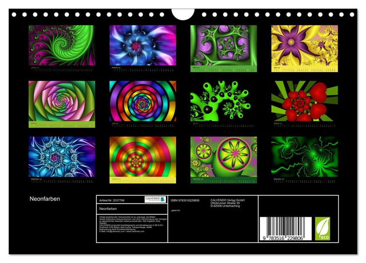 Produktbild: Neonfarben (Wandkalender 2026 DIN A4 quer), CALVENDO Monatskalender