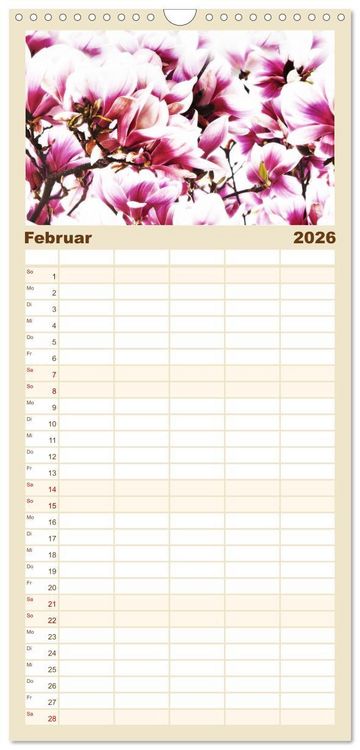 Produktbild: Familienplaner 2026 - Momente in Rosa mit 5 Spalten (Wandkalender, 21 x 45 cm) CALVENDO