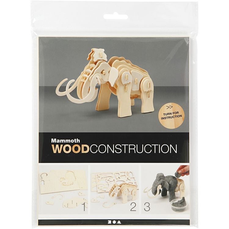 Produktbild: Creativ Company 3D-Figuren zum Zusammensetzen, Mammut, Gr&ouml;&szlig;e 19x8,5x11 cm, 1 Stk