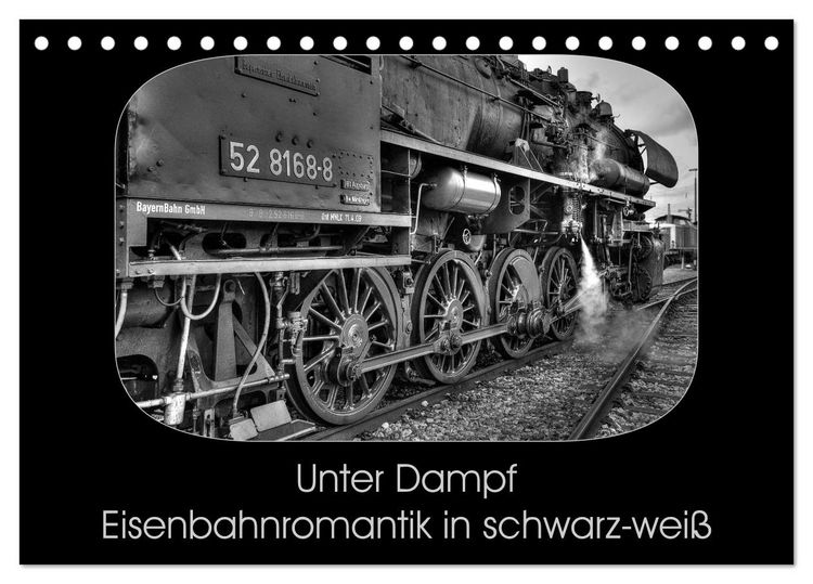 Produktbild: Unter Dampf - Eisenbahnromantik in schwarz-wei&szlig; (Tischkalender 2026 DIN A5 quer), CALVENDO Monatskalender